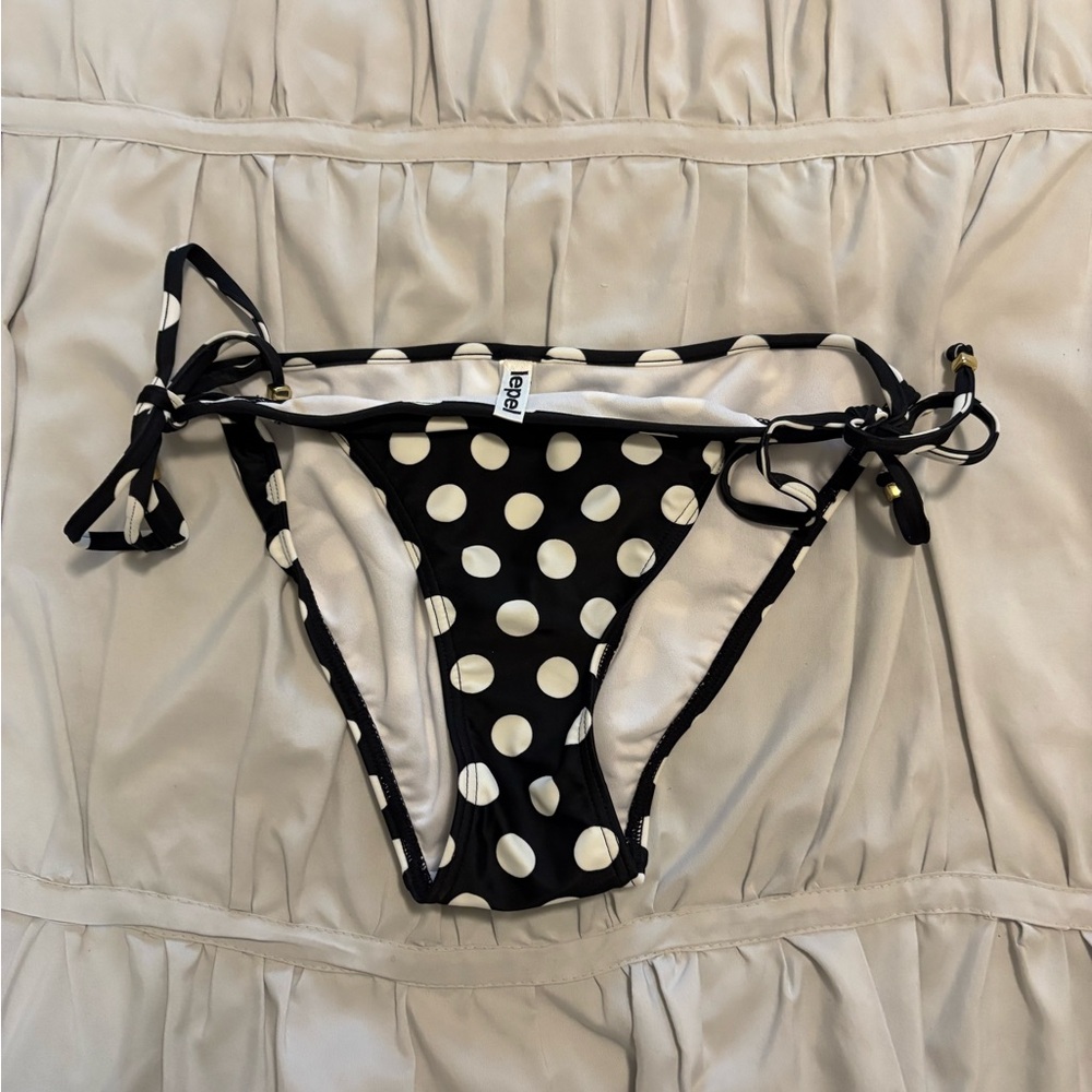 Lepel Swim Black & White Polka Dot String Bikini Bottoms Size UK 12 NWOT